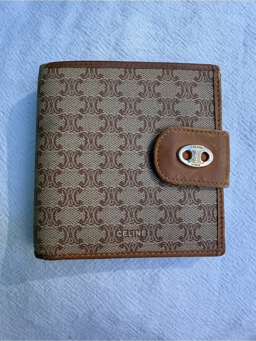 Vintage Celine Macadam Canvas Compact Wallet